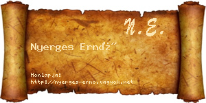 Nyerges Ernő névjegykártya